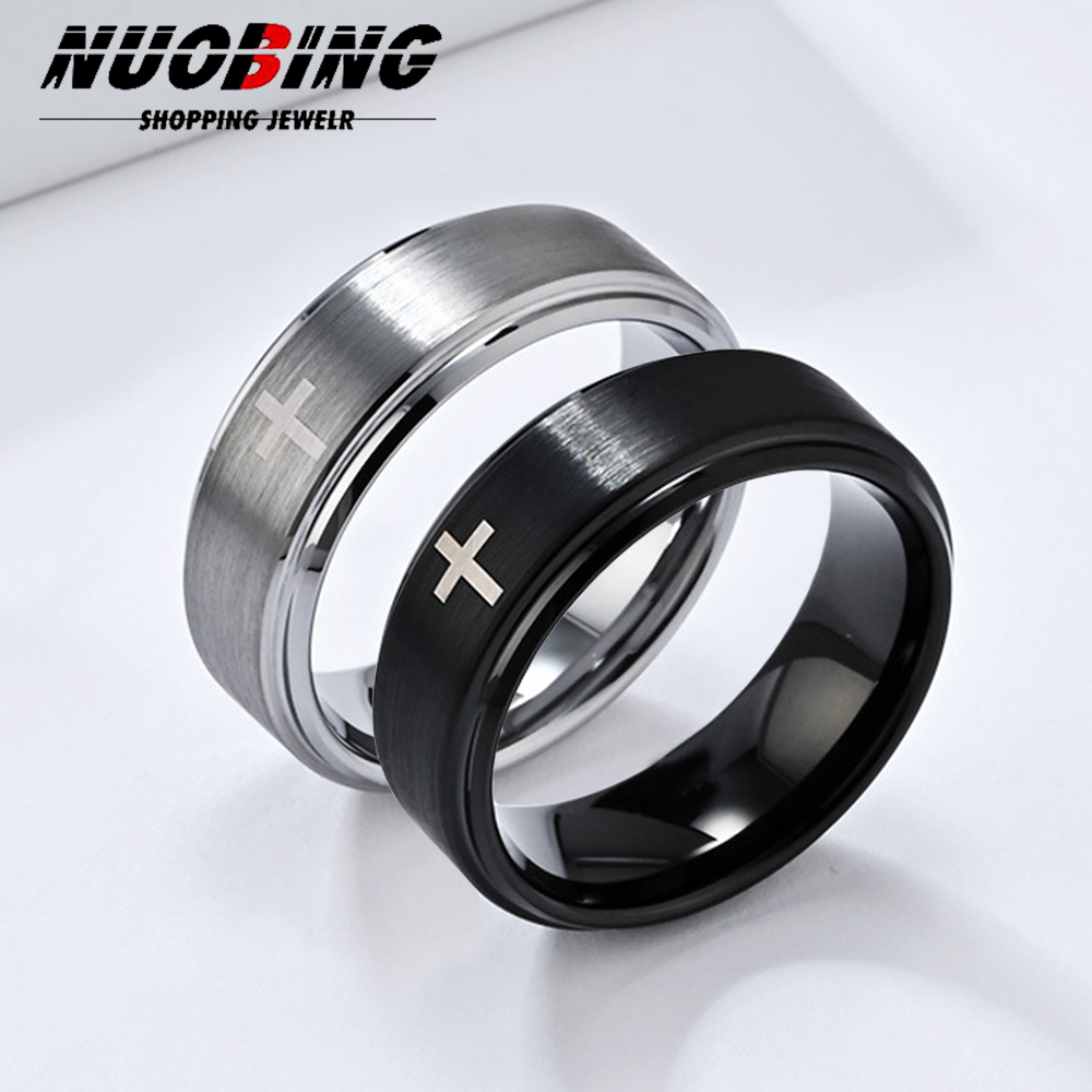 Initial Ring Custom - Ретро Титановая Сталь Христианский Иисус Крест