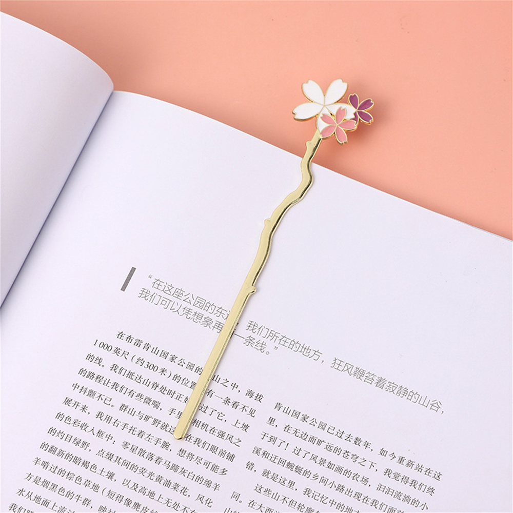 Dried Flower Bookmark - Металлическая Закладка в виде сакуры, креативная