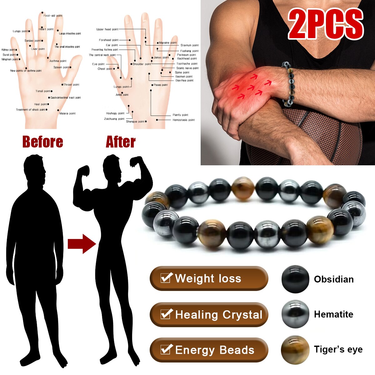 Браслет тройной защиты 2 PCS/S – обзор и цена Coordinates Bracelet